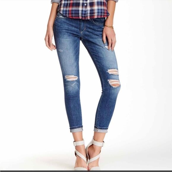 Joe’s Jeans Keagan blue high rise ankle length distressed skinny jeans, size 30 - Picture 1 of 10